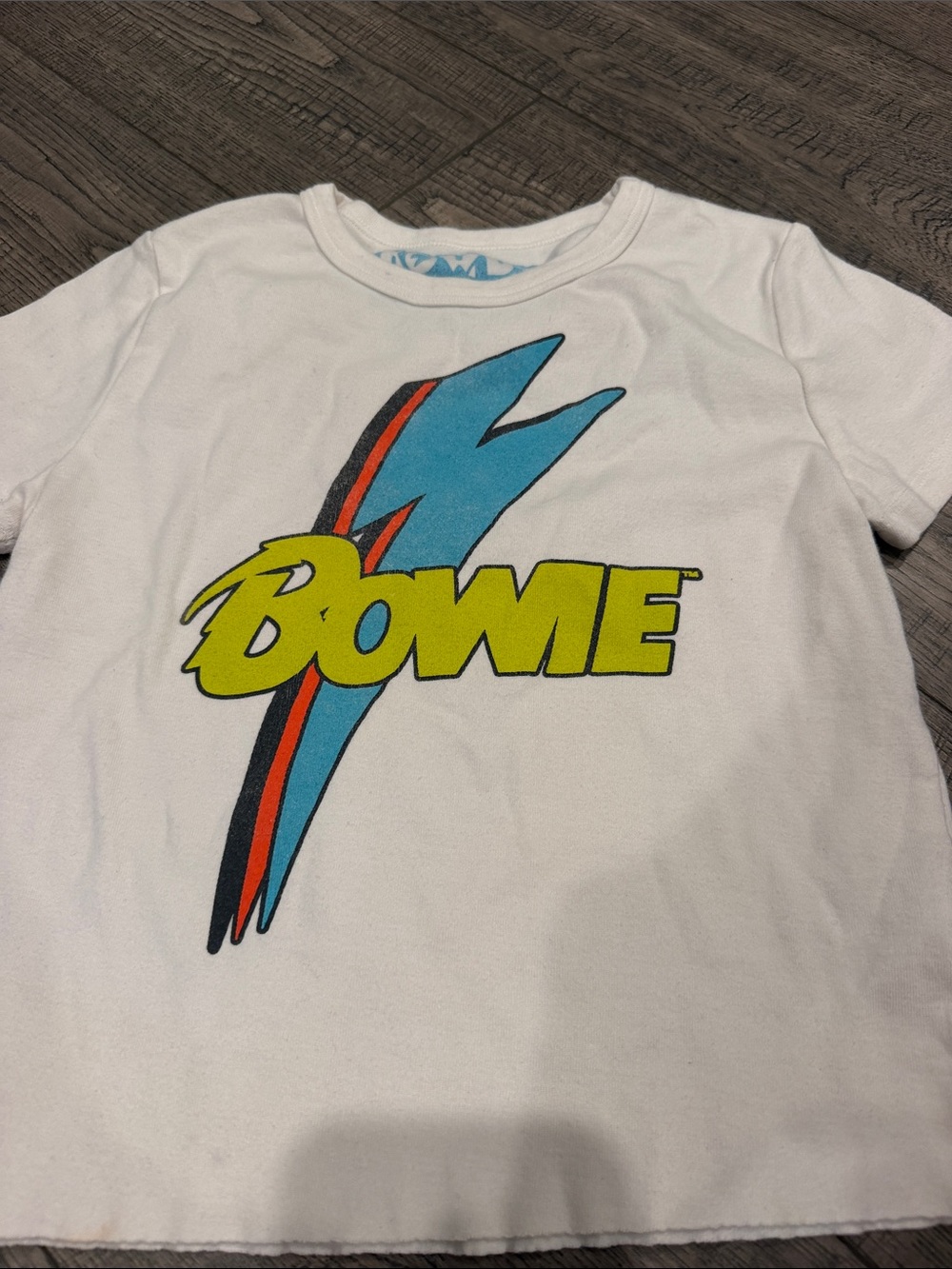 Bowie Kids' White Graphic Tee with Lightning Logo